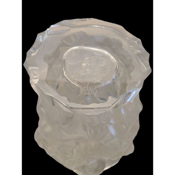 Vintage Desna Czech Semi Frosted Crystal Cherubs & Floral Vase 7.25" Tall EUC - Picture 11 of 13